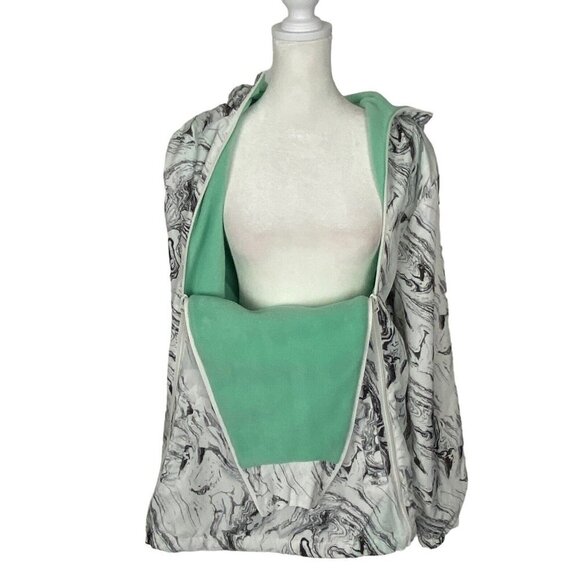 COLD CULTURE Hooded Windbreaker Jacket Swirled Removeable Front White Black L - Picture 9 of 16